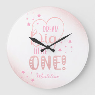 Reloj Redondo Grande Purpurina rosa Starry Dream Big Little One Heart