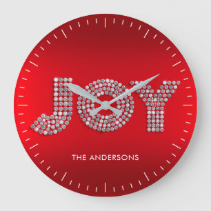 Reloj Redondo Grande Purpurina Sparkle Diamond Navidades JOY Nombre per
