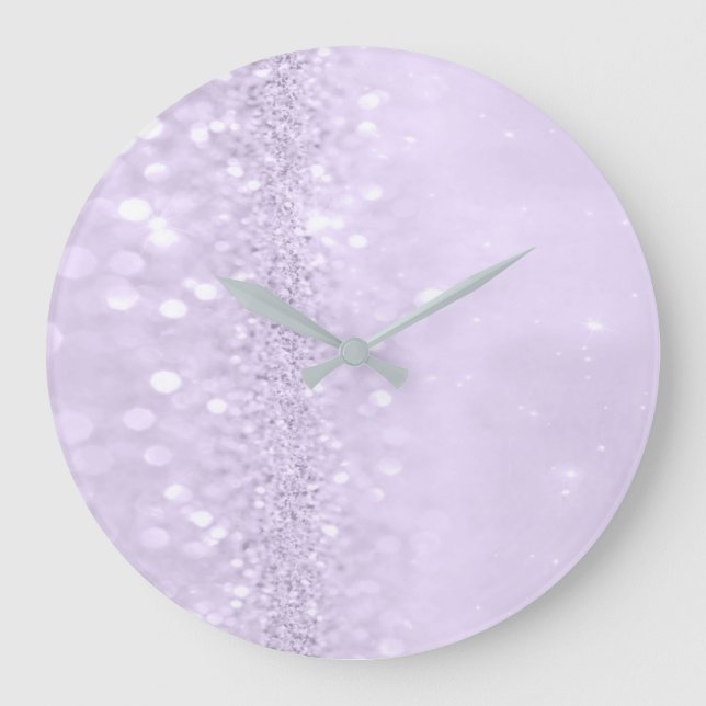 Reloj Redondo Grande Purpurina violeta púrpura ametista pastel Delicate (Anverso)