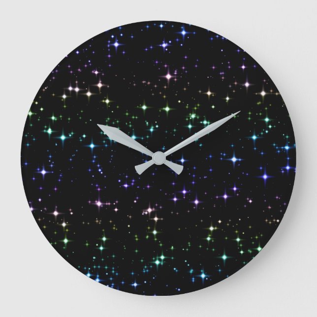 Reloj Redondo Grande Purpurinas arcoiris en el cielo nocturno (Anverso)