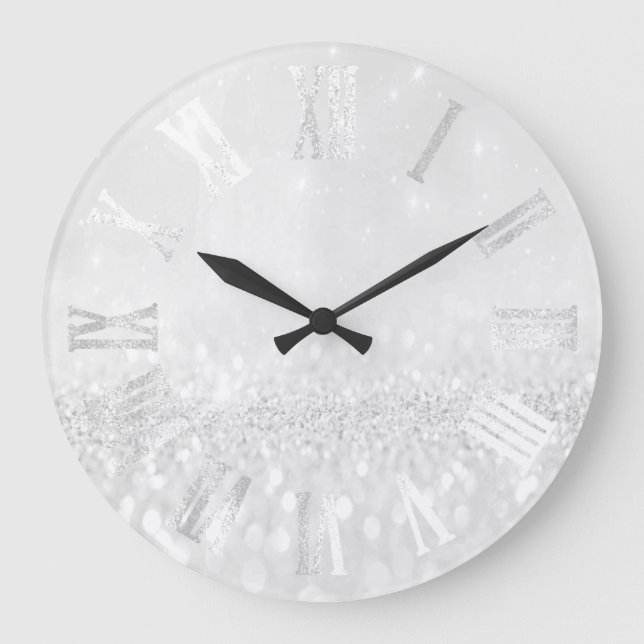 Reloj Redondo Grande Purpurinas romanos Metalizado de plata gris (Anverso)