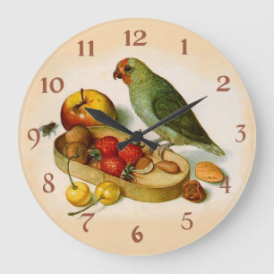 Reloj Redondo Grande Pygmy Parrot With Fruit and Nuts