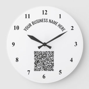 Reloj Redondo Grande QR Code and Custom Text Professional Personalized