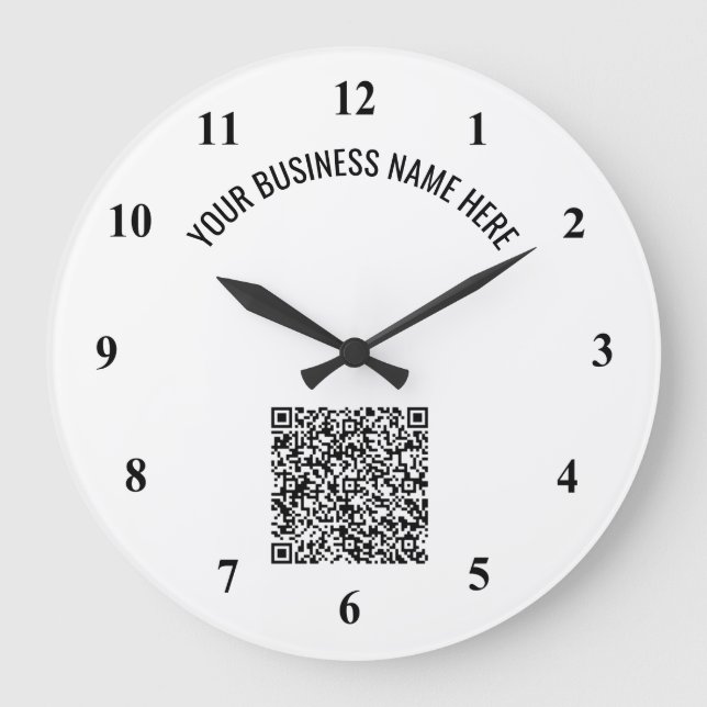 Reloj Redondo Grande QR Code and Custom Text Professional Personalized (Anverso)