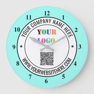Reloj Redondo Grande QR Code Info Text and Logo Promotional Clock