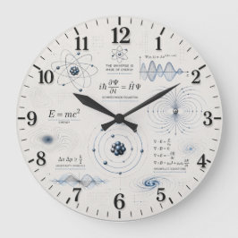 Reloj Redondo Grande Quantum Physics Science Classroom