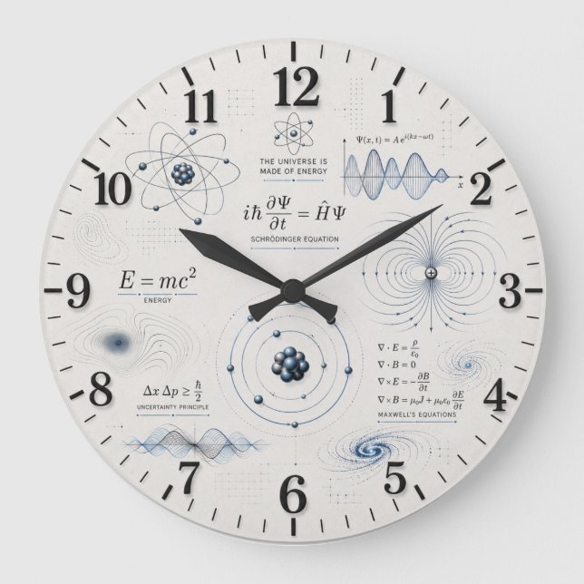 Reloj Redondo Grande Quantum Physics Science Classroom (Anverso)