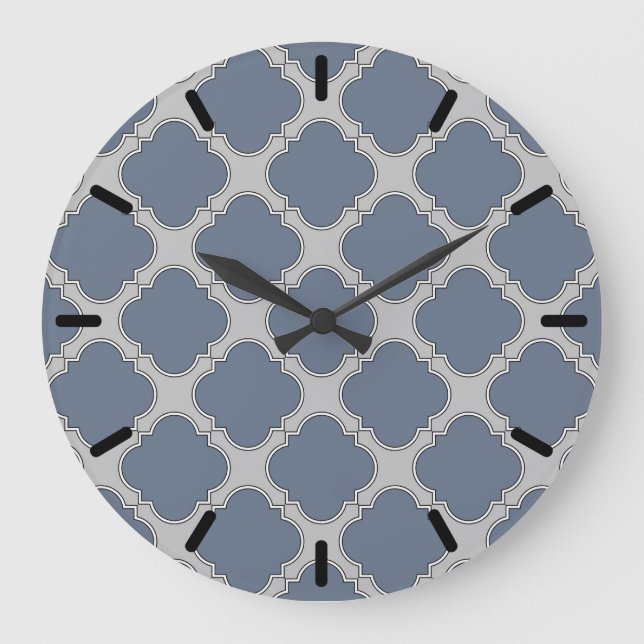 Reloj Redondo Grande Quatrefoil azul-gris (Anverso)