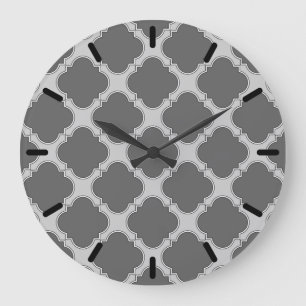 Reloj Redondo Grande Quatrefoil in shades of gray