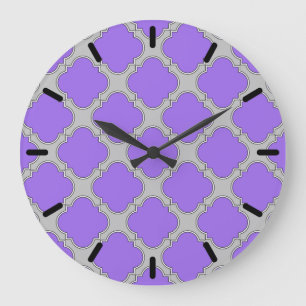 Reloj Redondo Grande Quatrefoil púrpura y gris