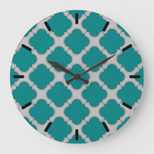 Reloj Redondo Grande Quatrefoil verde azulado y gris