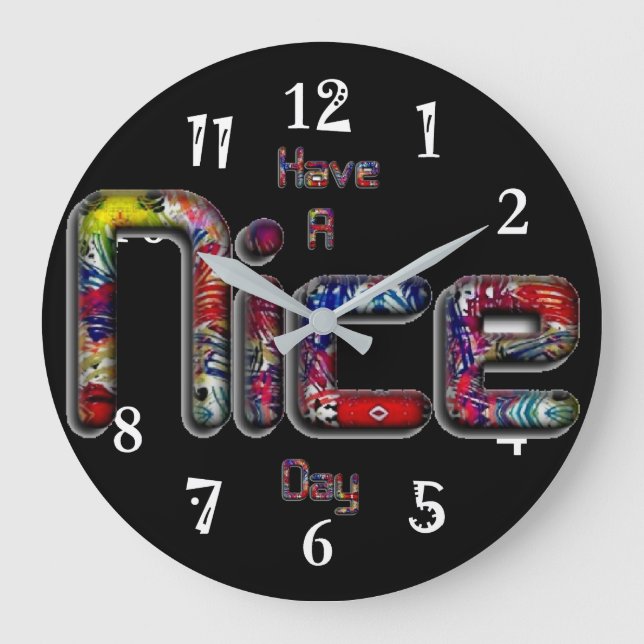 Reloj Redondo Grande Que tengas un agradable día  (Anverso)