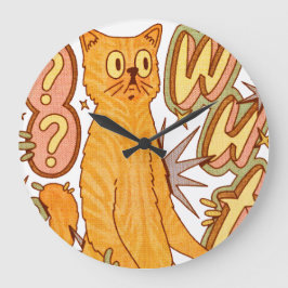 Reloj Redondo Grande ¿Qué? / Un Ilustracion de gato Naranja