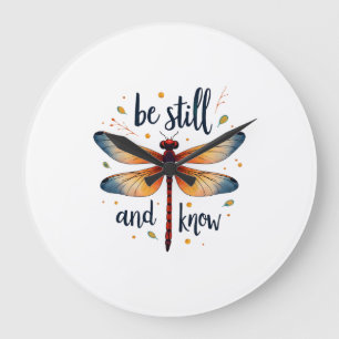 Reloj Redondo Grande Quédate quieto y conoce Floral Dragonfly Christian