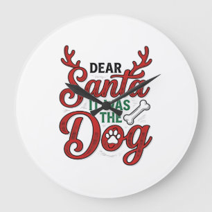 Reloj Redondo Grande Querido Santa Fue El Perro Camiseta De Navidad Dis