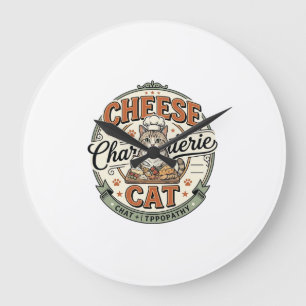 Reloj Redondo Grande Queso Charcutería Gato Queso Charcutería Gato Vint
