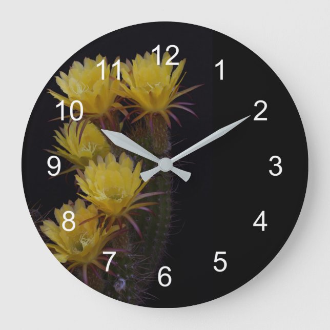 Reloj Redondo Grande Quintuple de las flores de cactus (Anverso)