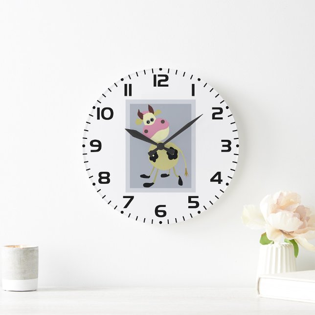 Reloj Redondo Grande Quirky Personalizado vaca Fun Farm Animal (Subido por el creador)