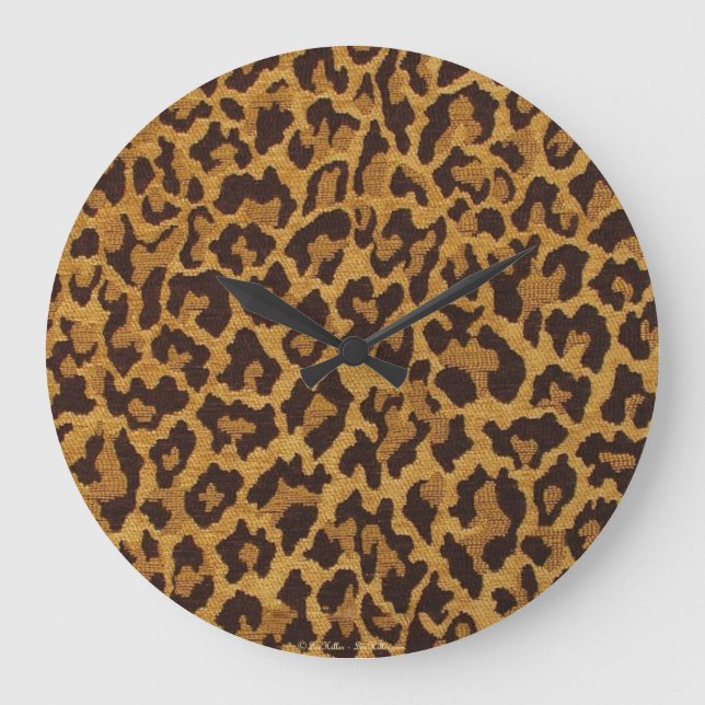 Reloj Redondo Grande RAB Rockabilly Leopard Print Brown Gold (Anverso)
