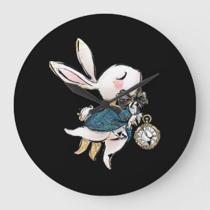 Reloj Redondo Grande Rabbit Gift   Alice In Wonderland White Rabbit