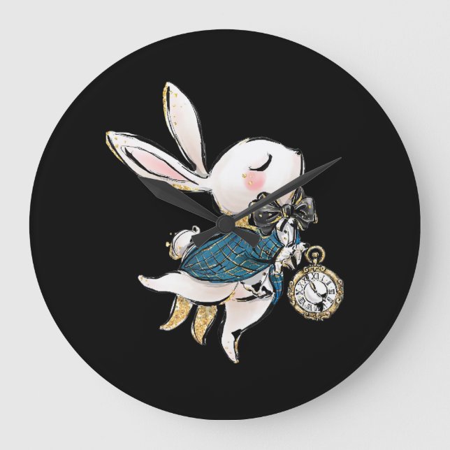 Reloj Redondo Grande Rabbit Gift | Alice In Wonderland White Rabbit (Anverso)