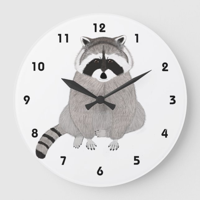 Reloj Redondo Grande Raccoon Clock (Anverso)
