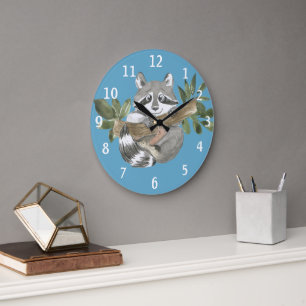 Reloj Redondo Grande Raccoon Rustic Woodland Animal