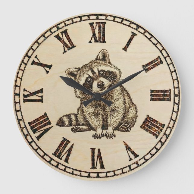 Reloj Redondo Grande Raccoon Wall Clock (Anverso)
