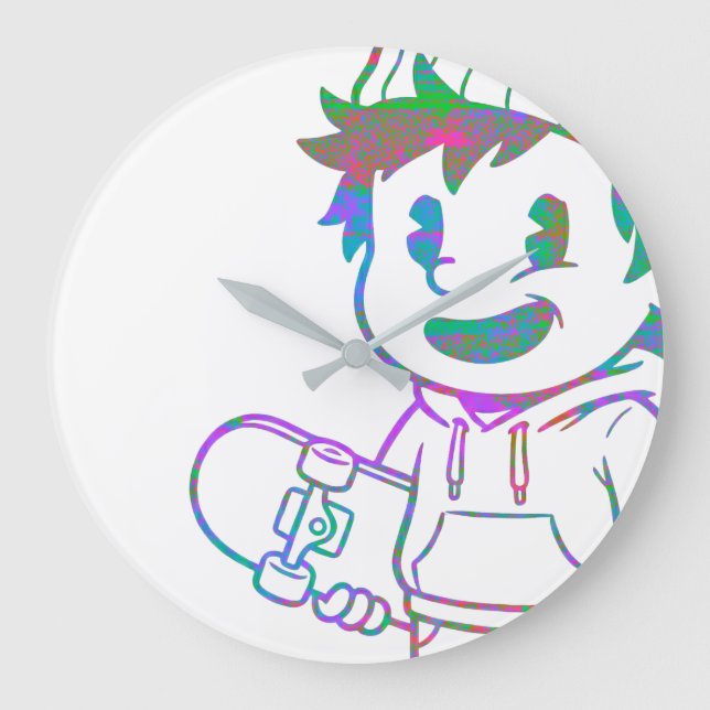 Reloj Redondo Grande Rad Orange: Skater Boy Retro (Anverso)