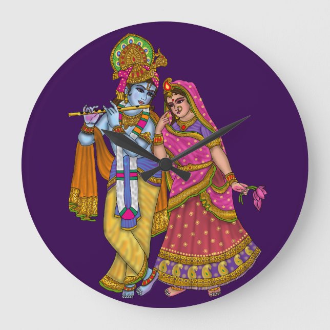 Reloj Redondo Grande Radha Krishna Wall Clock (Anverso)