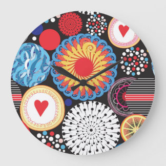 Reloj Redondo Grande Radiancia oscura: patrón circular brillante