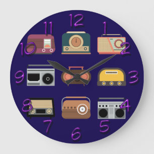 Reloj Redondo Grande radios retro elegantes música de dj vintage