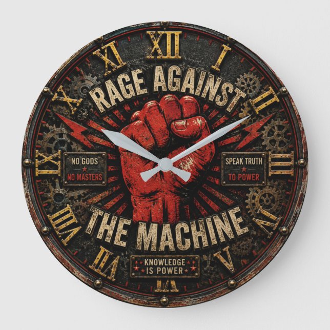 Reloj Redondo Grande Rage Against the Machine Protest Art  (Anverso)
