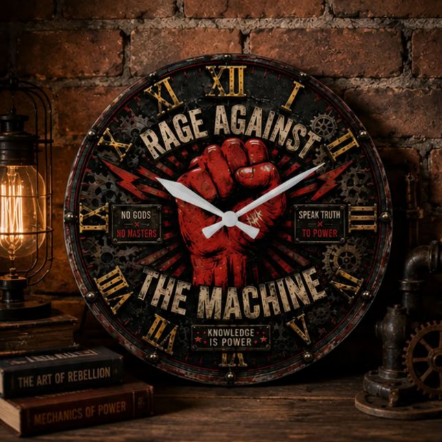Reloj Redondo Grande Rage Against the Machine Protest Art  (Subido por el creador)