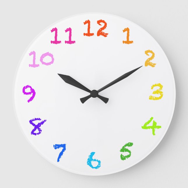 Reloj Redondo Grande Rainbow Chalk Numbered Wall Clock (Anverso)