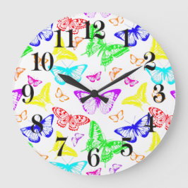 Reloj Redondo Grande Rainbow Colored Butterflies Flying