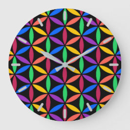 Reloj Redondo Grande Rainbow Flower of Life Pattern