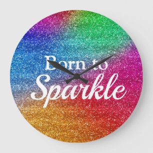Reloj Redondo Grande Rainbow Gradient Glitter Born to Sparkle