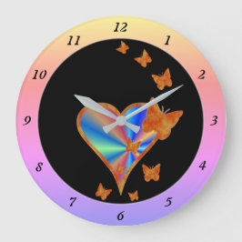 Reloj Redondo Grande Rainbow Heart and Butterfly
