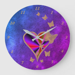 Reloj Redondo Grande Rainbow Heart and Butterfly