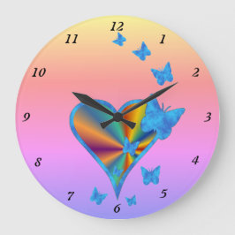 Reloj Redondo Grande Rainbow Heart and Butterfly