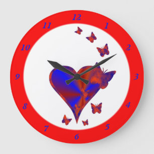 Reloj Redondo Grande Rainbow Heart and Butterfly