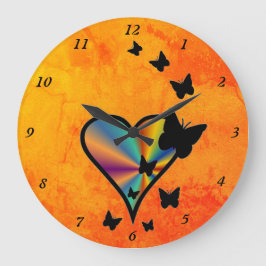 Reloj Redondo Grande Rainbow Heart and Butterfly