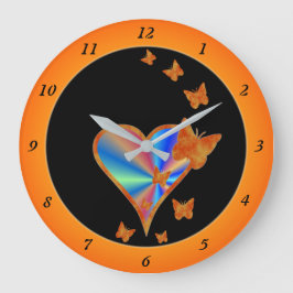 Reloj Redondo Grande Rainbow Heart and Butterfly
