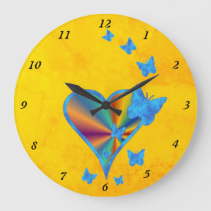 Reloj Redondo Grande Rainbow Heart and Butterfly