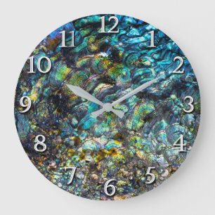 Reloj Redondo Grande Rainbow Iridescent Abalone Sea Shell