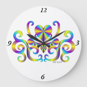 Reloj Redondo Grande Rainbow Lily and Heart