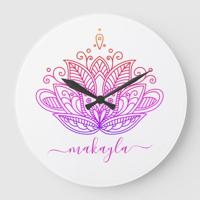 Reloj Redondo Grande Rainbow Mandala Flower Bohemian (Anverso)