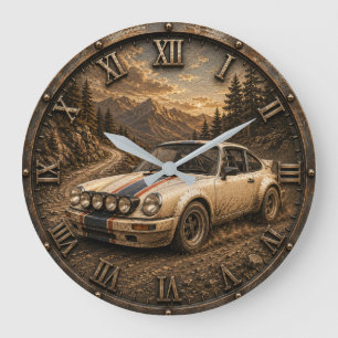 Reloj Redondo Grande Rally Classic Sports Car Vintage Off-Road Racing