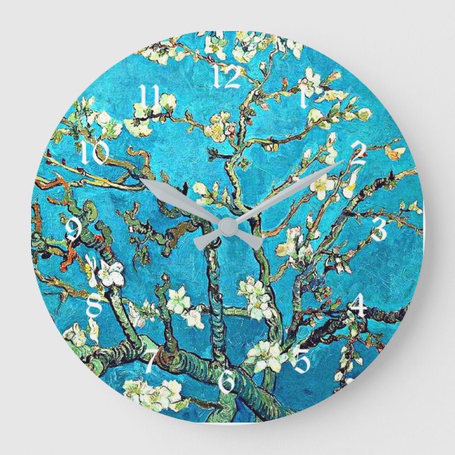 Reloj Redondo Grande Ramas con flores de almendro (Anverso)